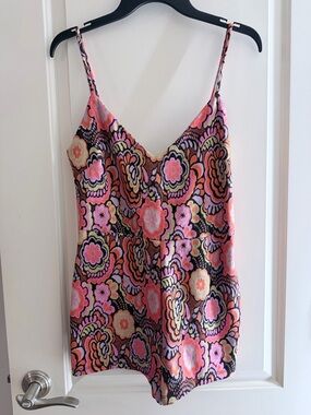ZARA Floral Print Spaghetti Strap romper- Pink/Orange